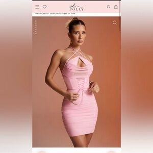 Oh Polly Blush Pink Strappy Corset Mini Dress